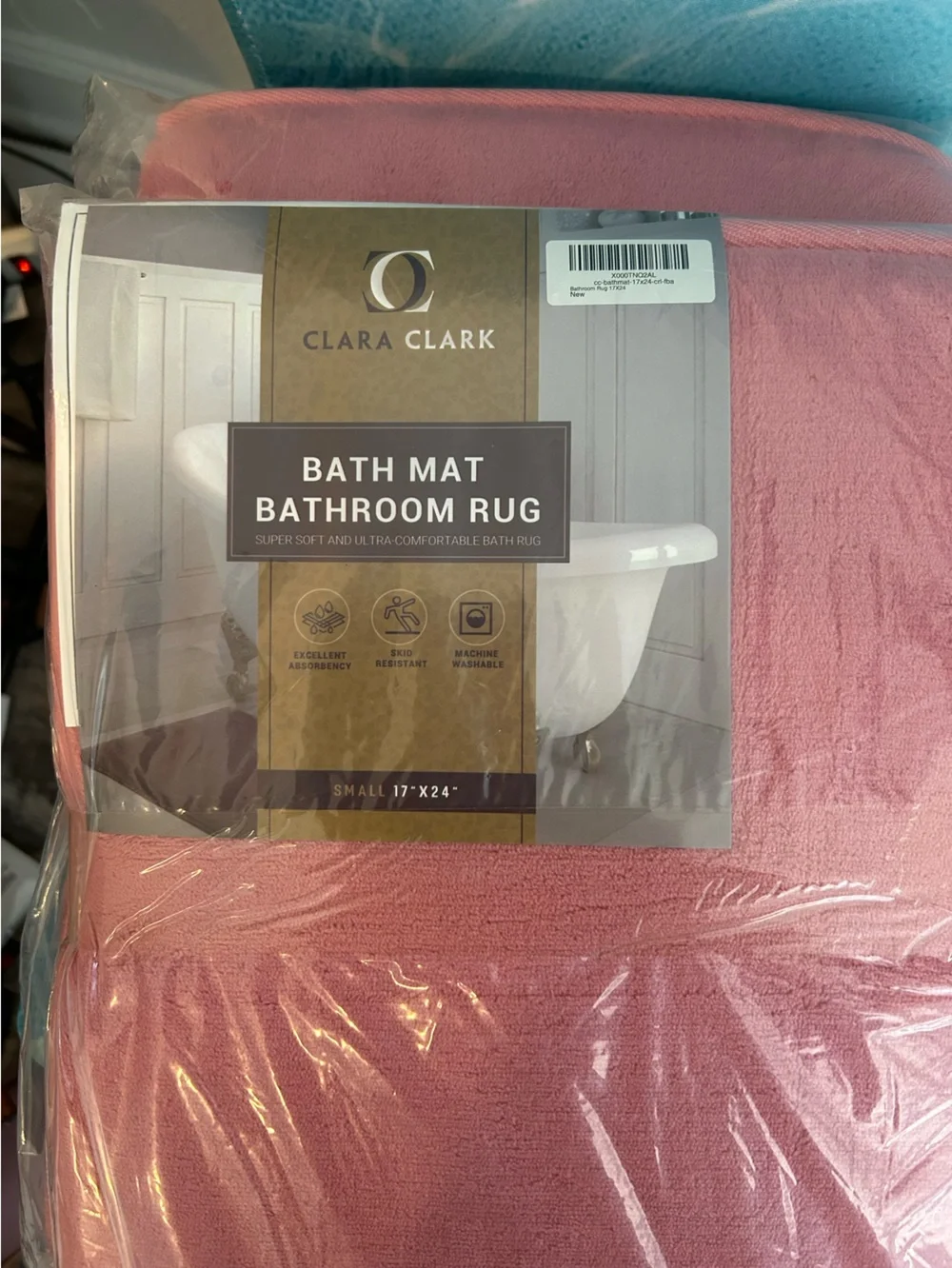 Clara Clark Plush Bath Mat Set in Rose 17x14